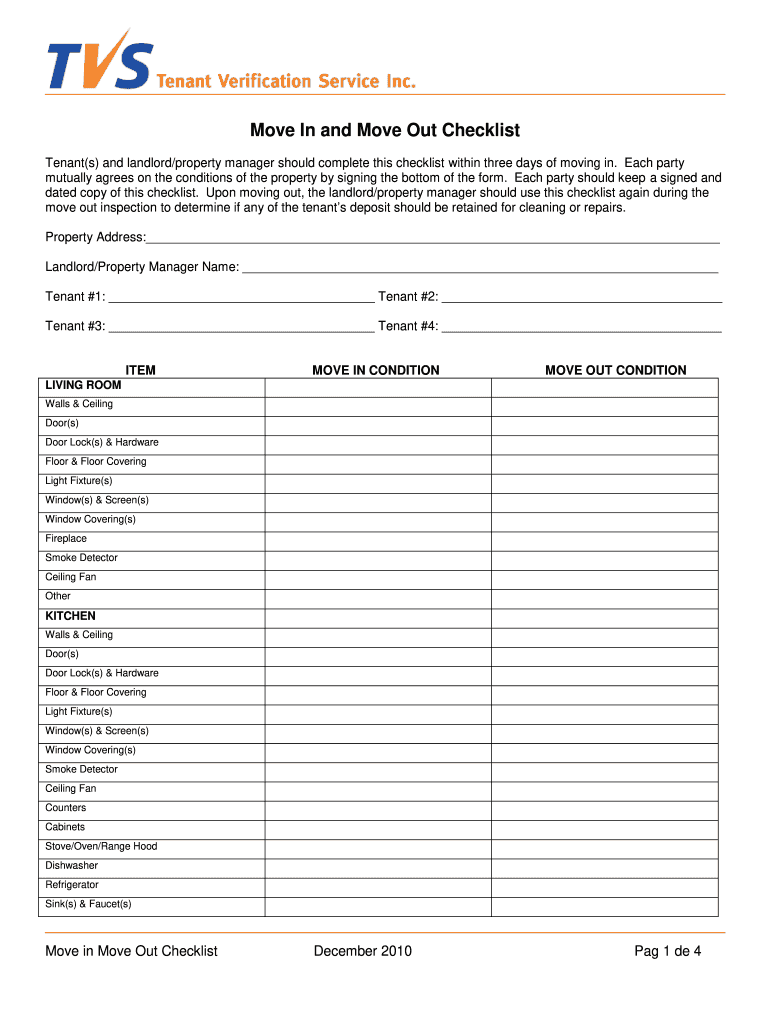  Move in and Move Out Checklist Westcaorg 2010-2024