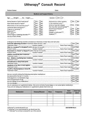 Ultherapy Consult Record Bbodywisespecialistsbbcomb  Form