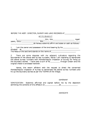 Affidavit for Demarcation of Land with Government Surveyor  Form
