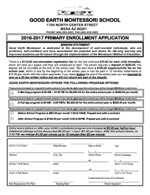 Private School Application Template  Form