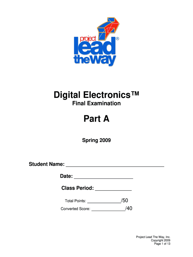 Pltw Digital Electronics Final Exam  Form