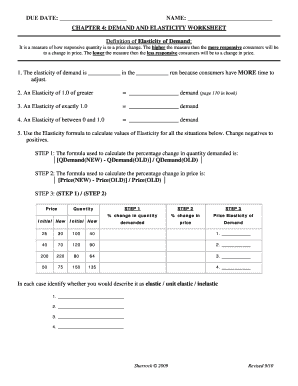 Chapter 4 Demand and Elasticity Worksheet  Form