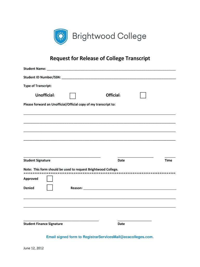  Brightwood College Transcripts 2012-2024