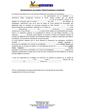 Nombramiento De Auditor Fiscal Propietario Y Suplente Elsalvador Law  Form