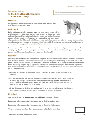 Lulu the Lioness Answer Key PDF  Form