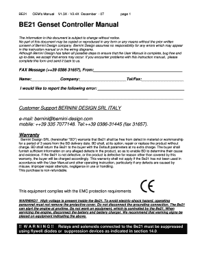 Be21 Genset Controller Manual  Form