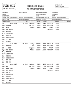 Form Xvii Muster Roll Excel Format Download