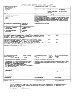 Multimodal Dangerous Goods Form