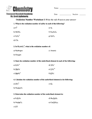 Oxidation Number Worksheet 1 Write the Rule TMACHEMISTRY  Form