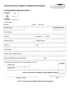 Exam Registration Form