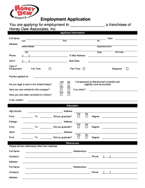 Honey Dew Application  Form