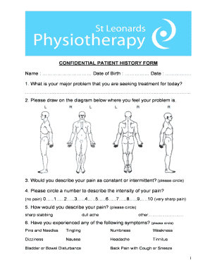 CONFIDENTIAL PATIENT HISTORY FORM St Leonards Physio