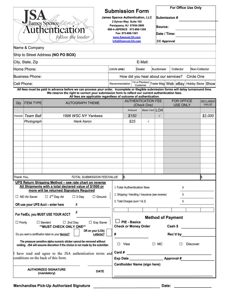 Jsa Submission Form