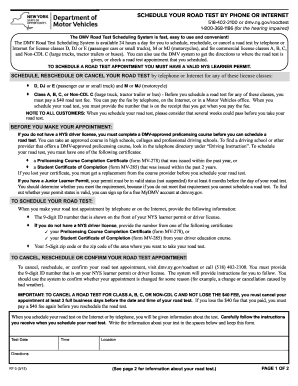 Ny Dmv Schedule Road Test  Form