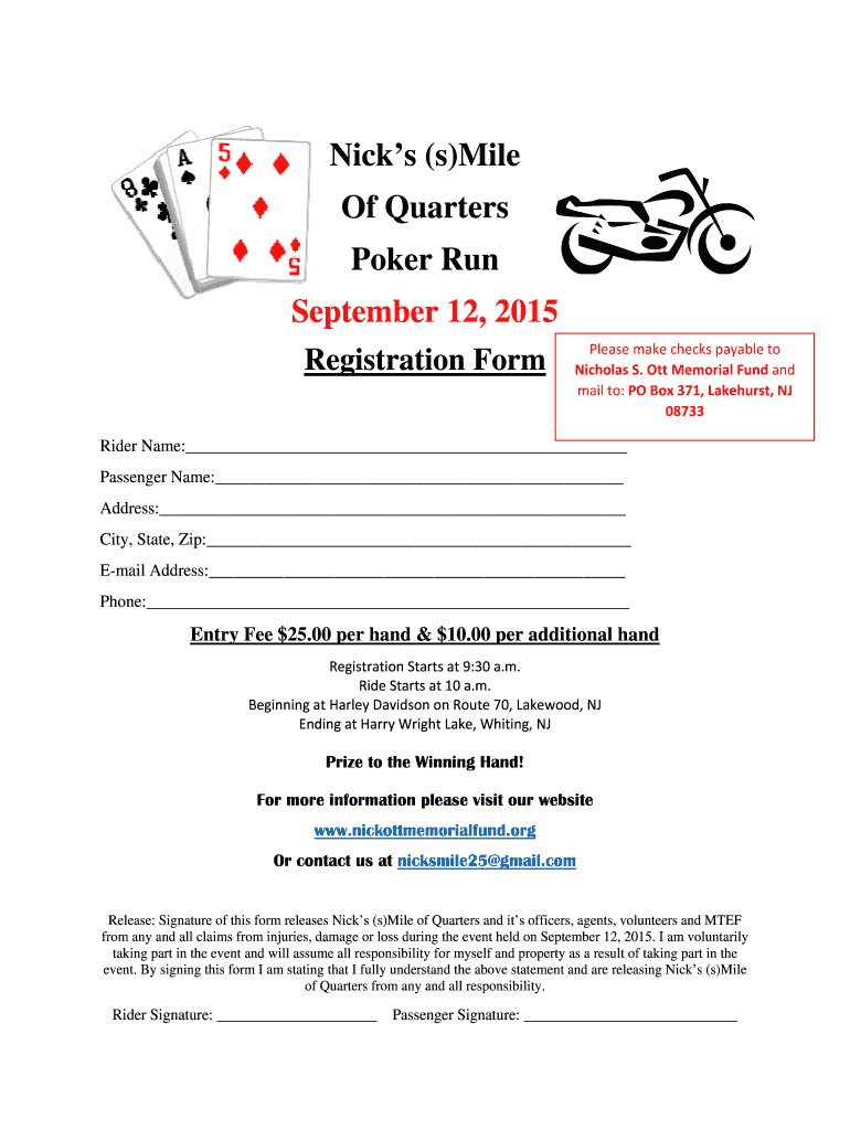 Get and Sign Poker Run Registration Form Template 2015