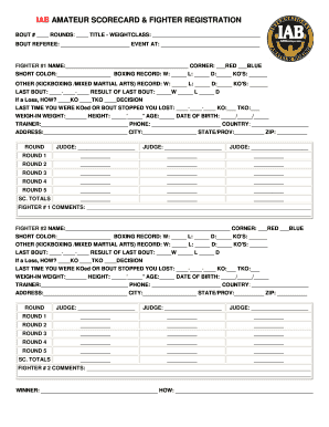 Boxing Scorecard Template  Form