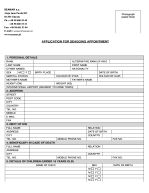 Application for Seagoing Appointment SEAMAR Seamar  Form