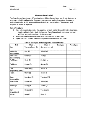 Monster Genetics Lab  Form