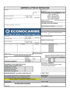 Shippers letter of instrucktion - ECU Worldwide form ...