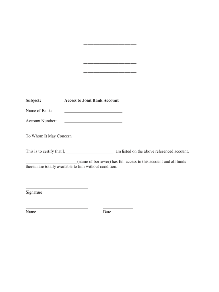 Joint Access Letter Template  Form