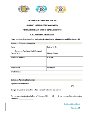 Port Bahamas Scholarships  Form