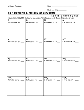 Molecular Geometry Worksheet  Form