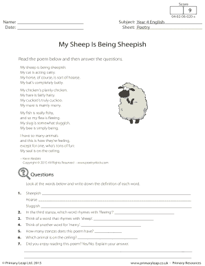 My Sheep is Being Sheepish Summary  Form