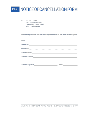 Notice of Cancellation  Form