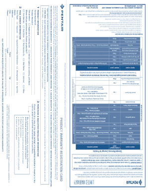 Pentair Warranty Registration  Form