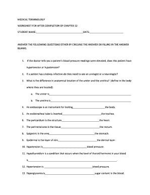 Medical Terminology Practice Worksheets PDF  Form