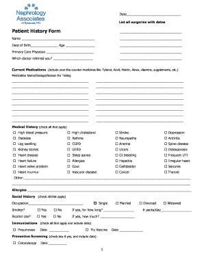 Get and Sign Patient History Form Bnephrologysyracusebbcomb