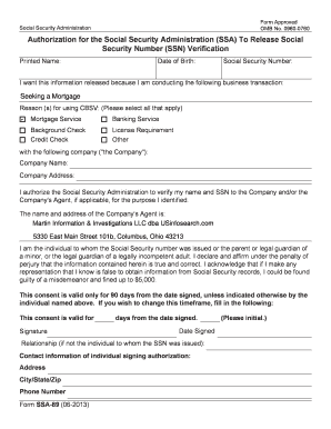 Social Security Authorization  Form