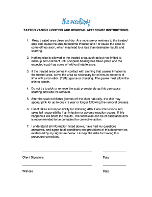 Tattoo Aftercare Instructions Form - Fill Out and Sign Printable PDF Template