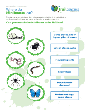 Can You Match the Minibeast to Its Habitat BSpeedwellb BTrustb  Form