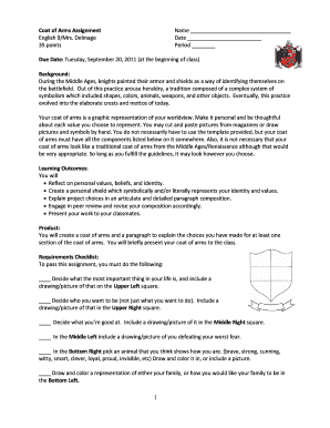 Coat of Arms Assignment PDF  Form