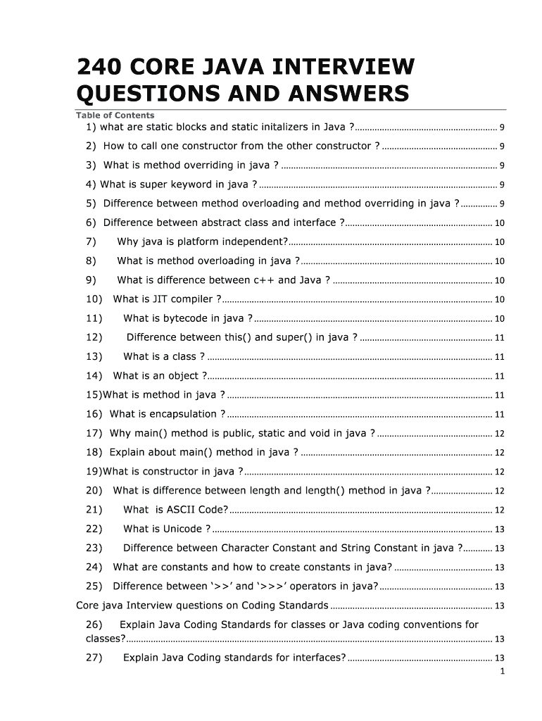 240 Java Interview Questions PDF  Form
