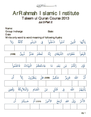 Arrahma Word to Word Practice Worksheets  Form