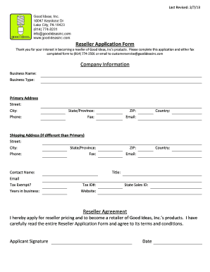 Reseller Application Form Template