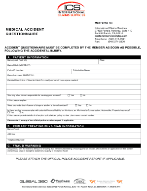 Medical Accident Questionnaire A4 GBG Com  Form