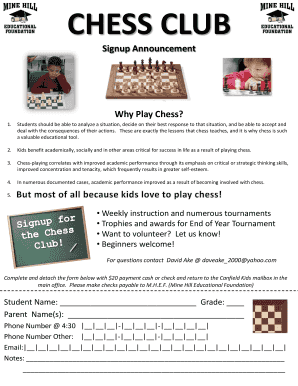 Chess Club Sign Up Sheet PDF MHEF Mhef  Form