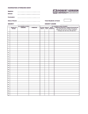 Exam Attendance Sheet  Form
