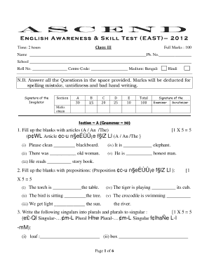 Ascend East Result  Form