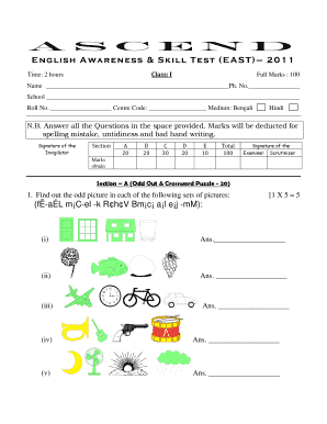 English Awareness and Skill Test Result  Form