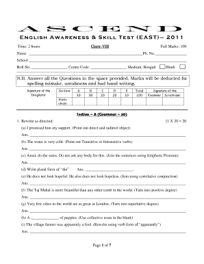 Ascend East Result  Form