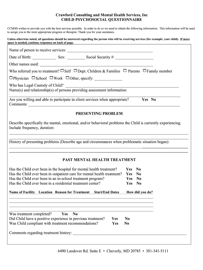 New Psychosocial Assessment Childrendoc Crawfordconsulting  Form