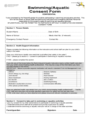 Consent Form for Swimming