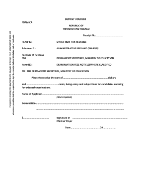 REPUBLIC of TRINIDAD and TOBAGO Receipt No  Form