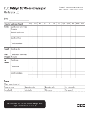 Idexx Maintenance Log  Form