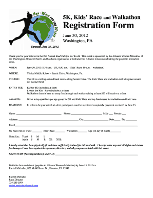 Race Registration Form PDF
