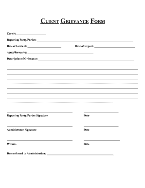 Client Grievance Form